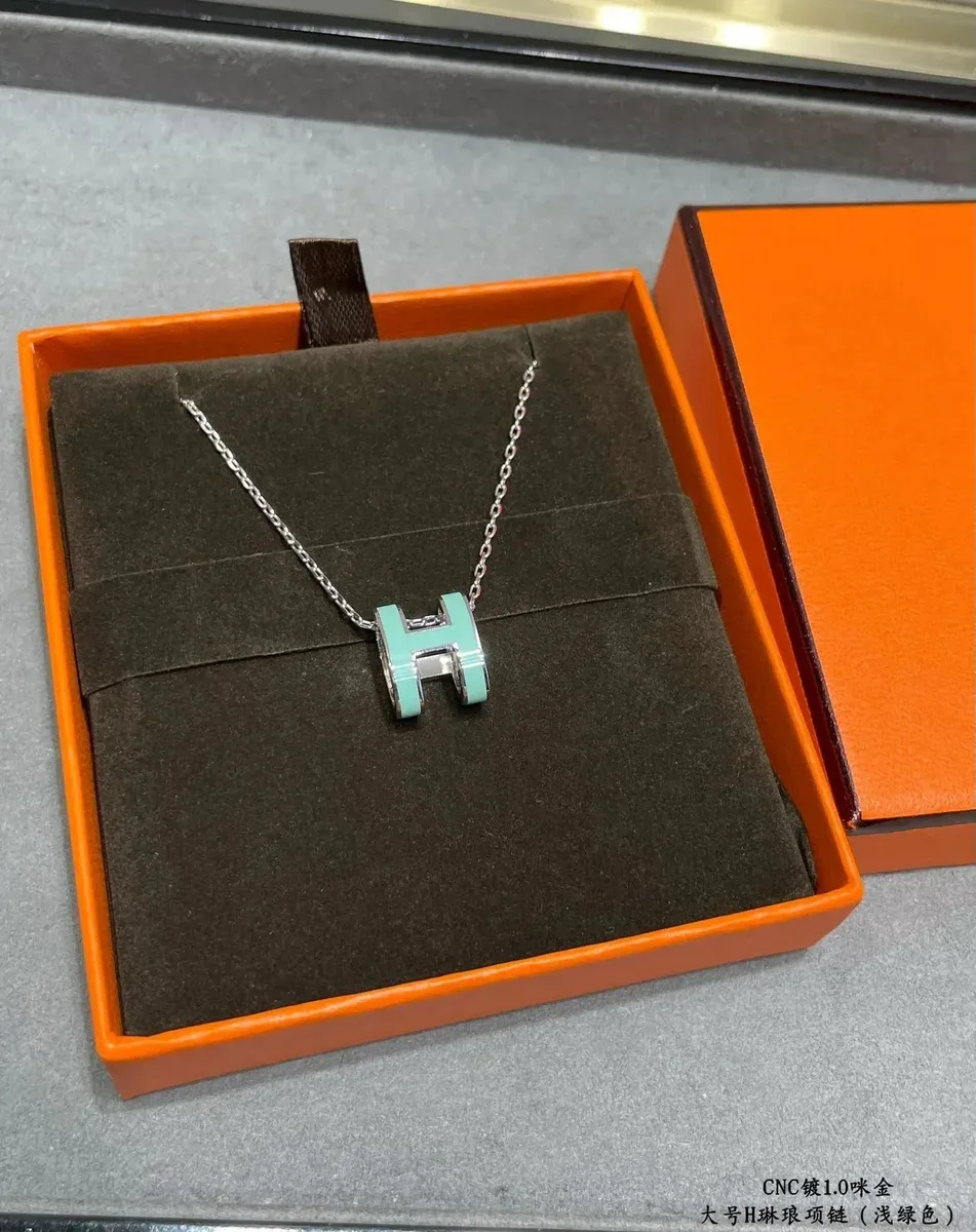 Hermès Hermès H Series Mint Green Pendant Necklace Green