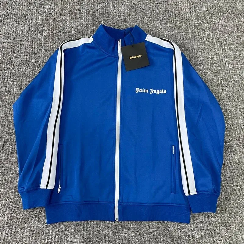 Palm Angels Palm Angels Track Blue Jacket with White Stripes Blue - 1