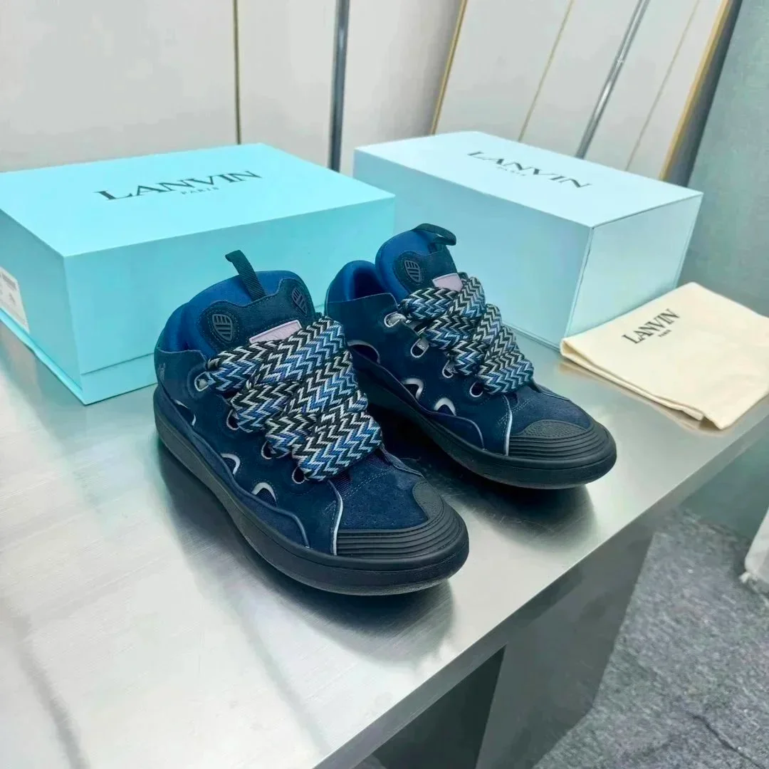 Lanvin Lanvin Blue Canvas Sneakers with Zigzag Laces Blue - 1
