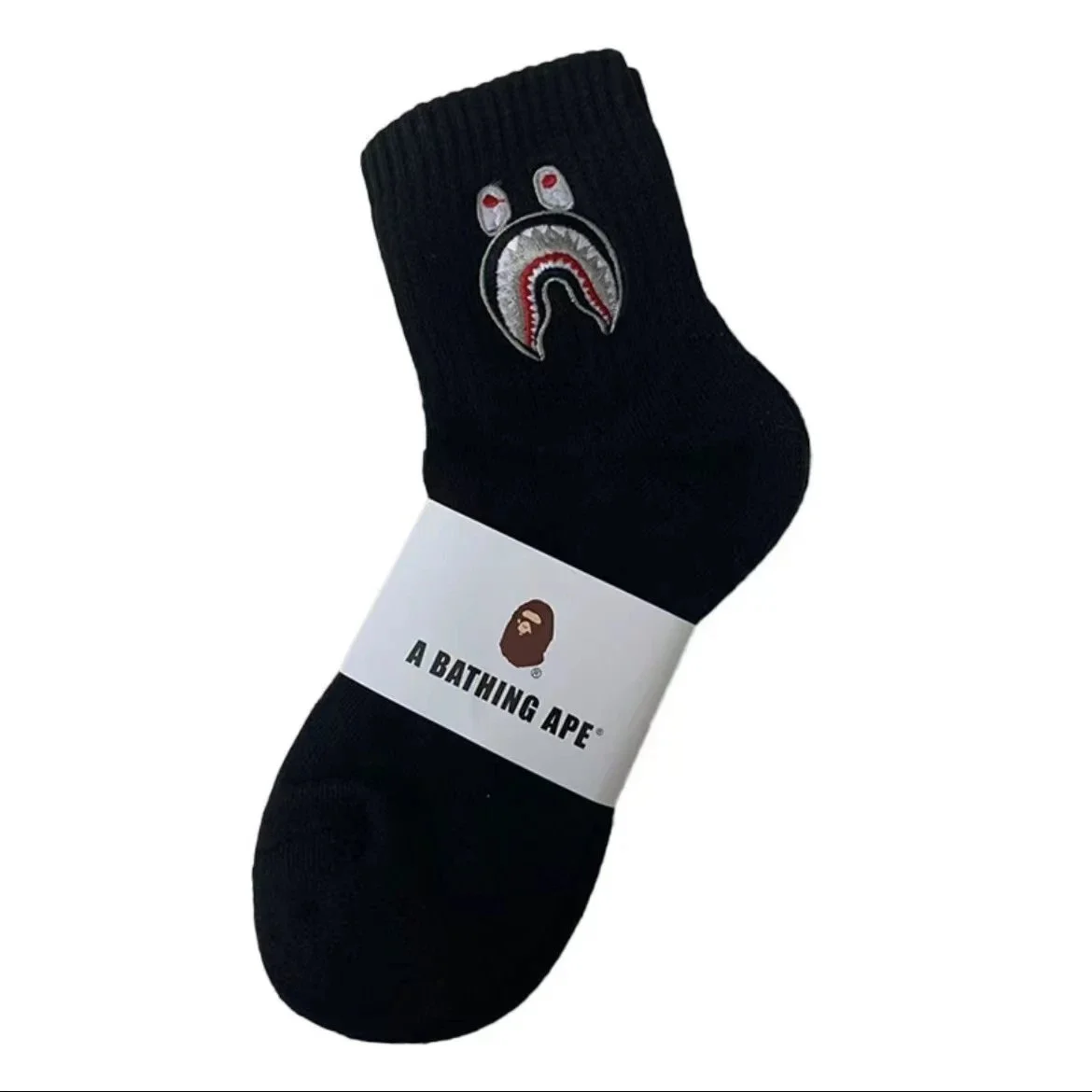 A Bathing Ape A Bathing Ape Black Mid-Calf Shark Embroidery Socks Black