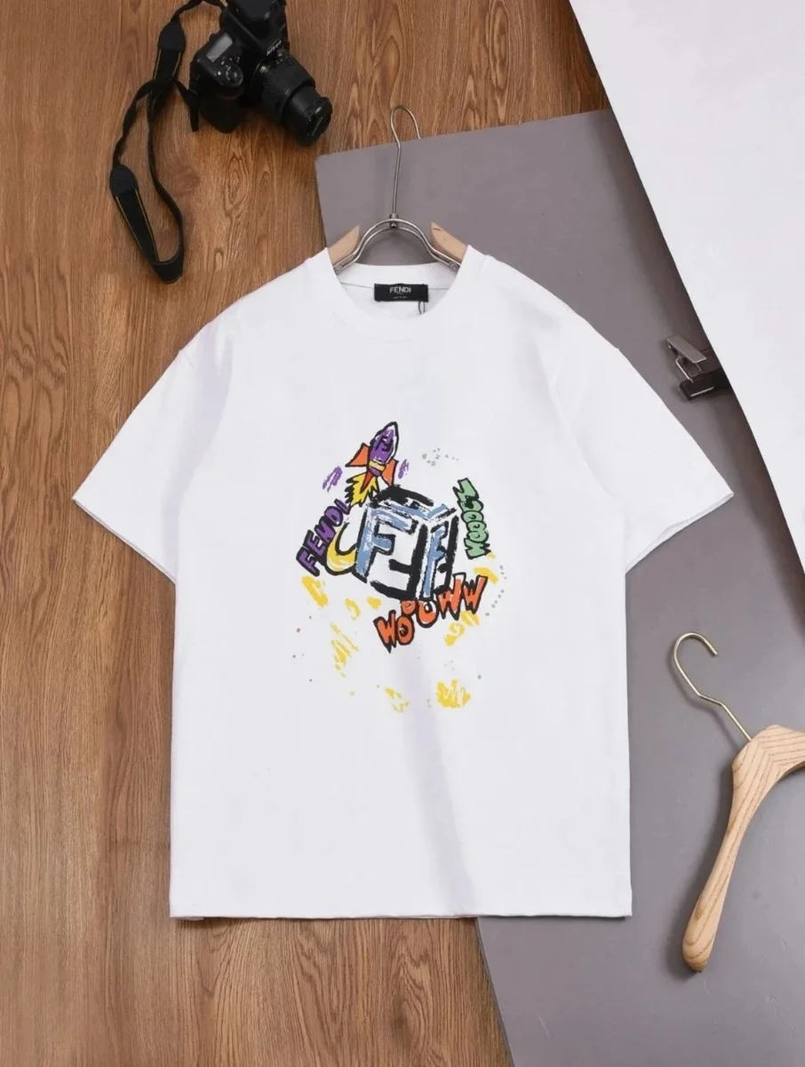 Fendi Fendi FF Logo White Graphic T-Shirt White