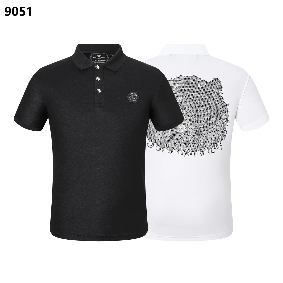Philipp Plein Philipp Plein Tiger Print Polo Shirt Black/White Black - 1