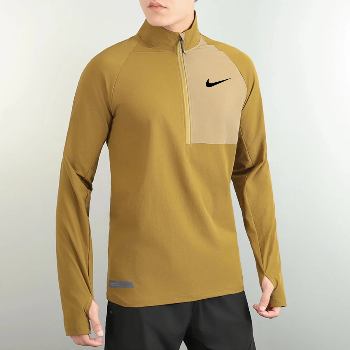 Nike Nike Air Tech Fleece Olive Green Long Sleeve Top Brown - 1
