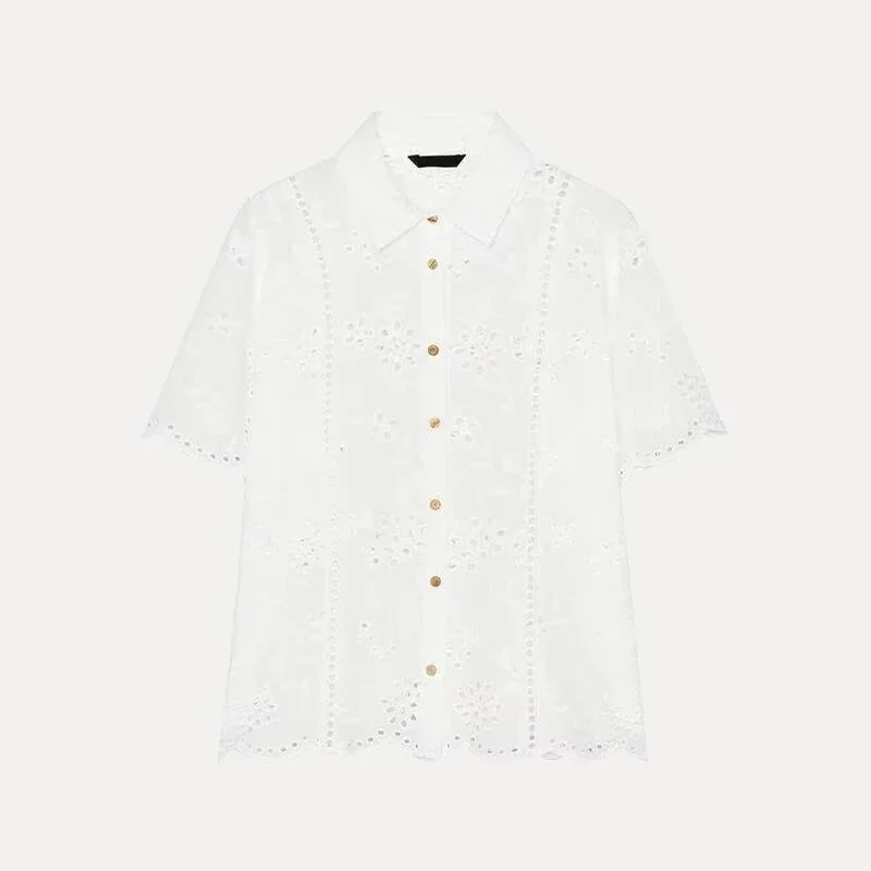 Other White Embroidered Short-Sleeve Shirt White - 1