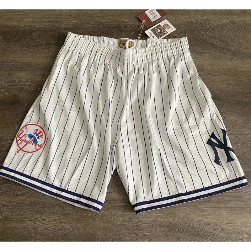 Other New York Yankees White Pinstripe Basketball Shorts White - 1