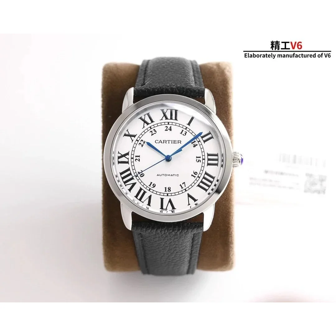 Cartier Cartier Ronde de Cartier White Dial Black Strap Watch Black