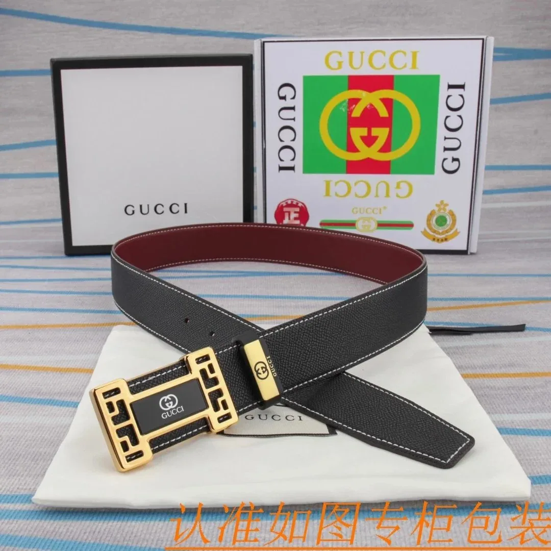Gucci Gucci Black/Gold Belt with GG Buckle Black - 1