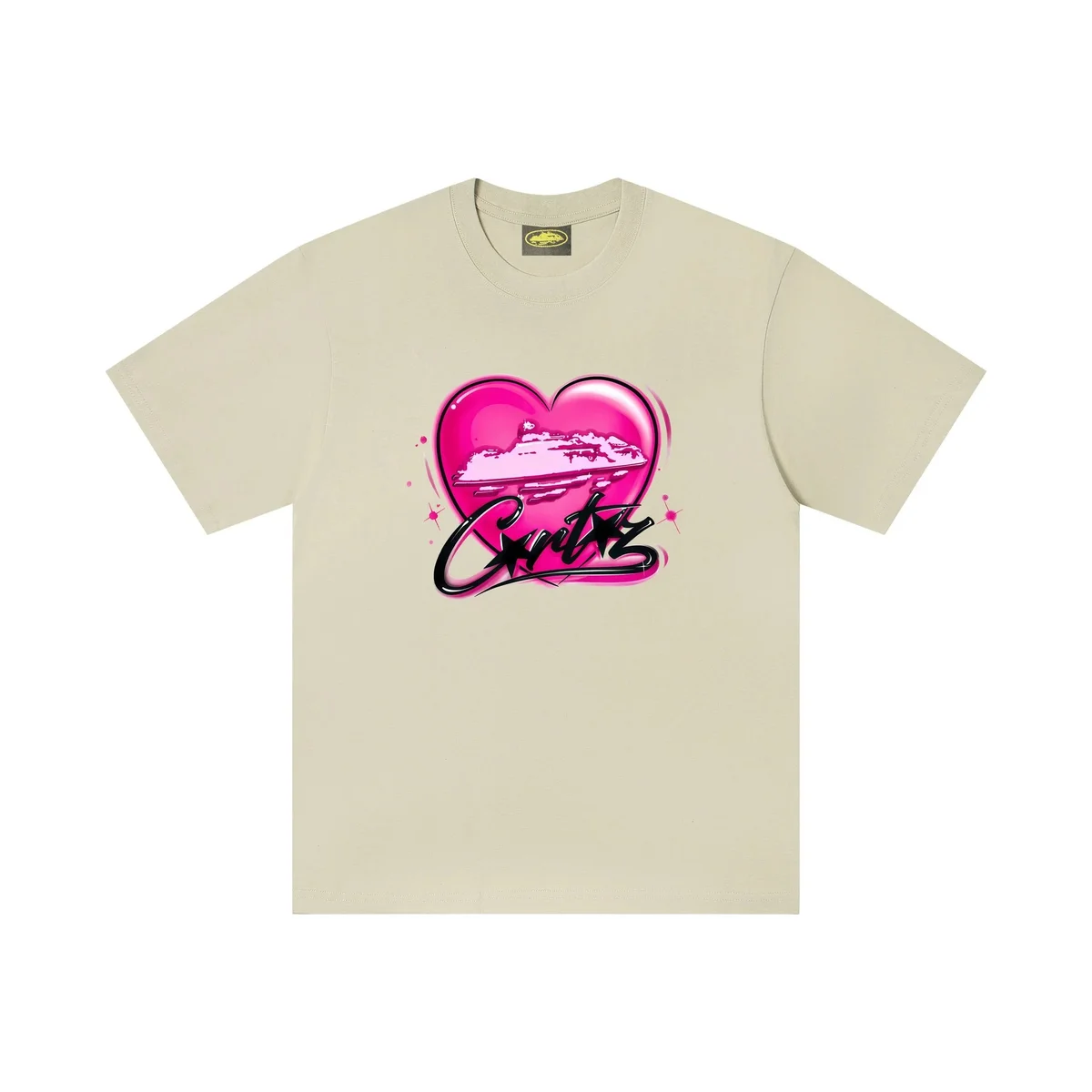 Corteiz Corteiz RTW Heart Print T-Shirt Beige Beige - 1