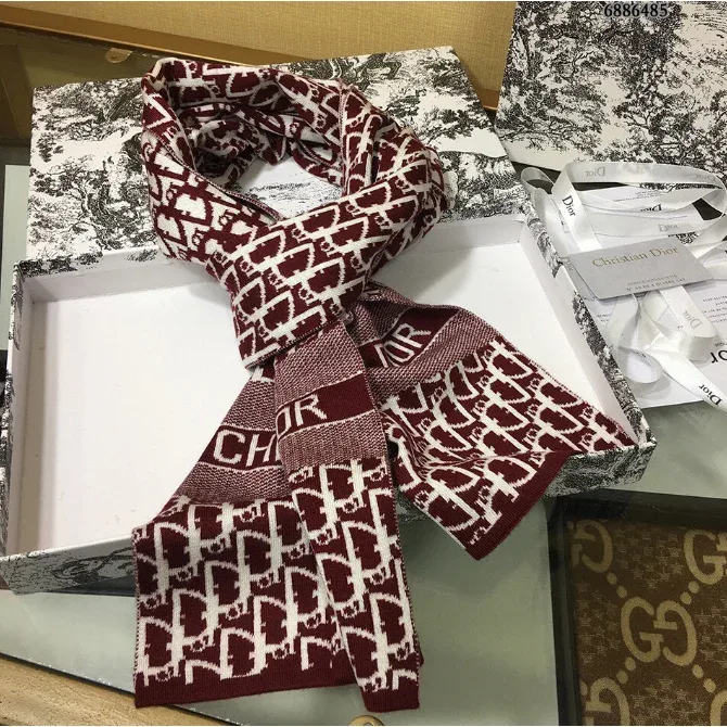 Dior Dior Dior Oblique Burgundy Monogram Scarf Red