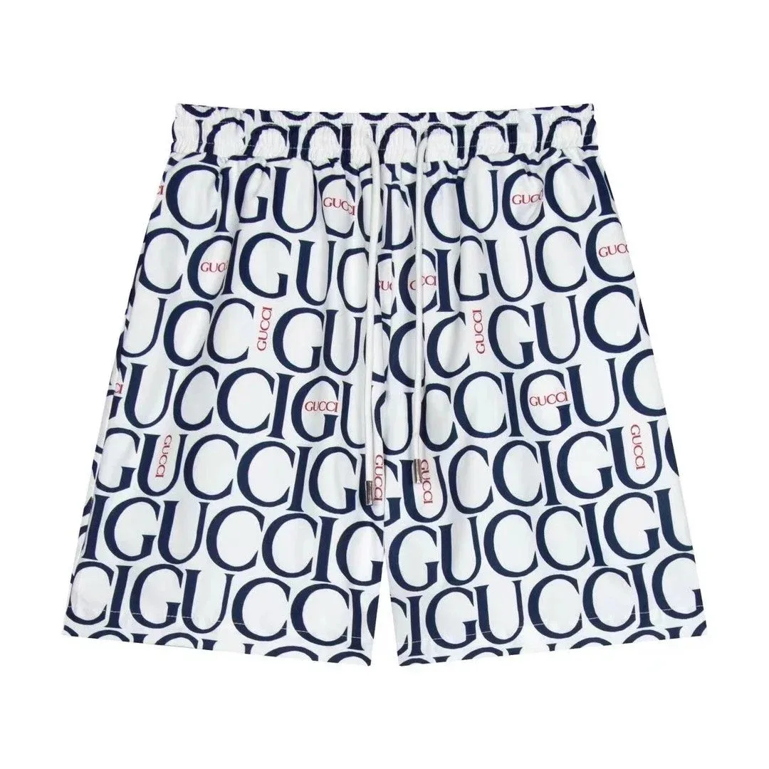 Gucci Gucci All-over Logo Print Shorts White/Blue Casual White - 1