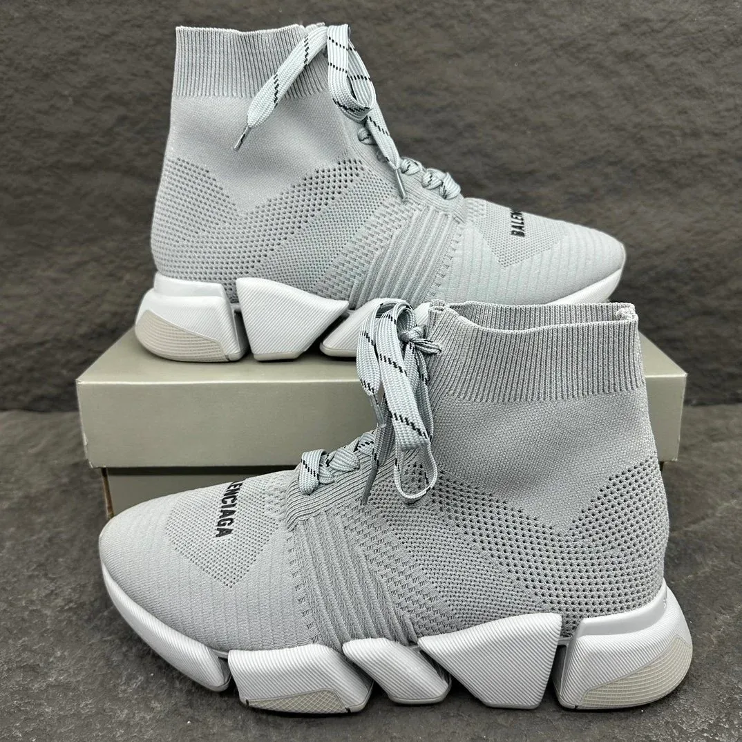 Balenciaga Balenciaga Speed Trainer Light Grey/White Knit Sneakers Grey