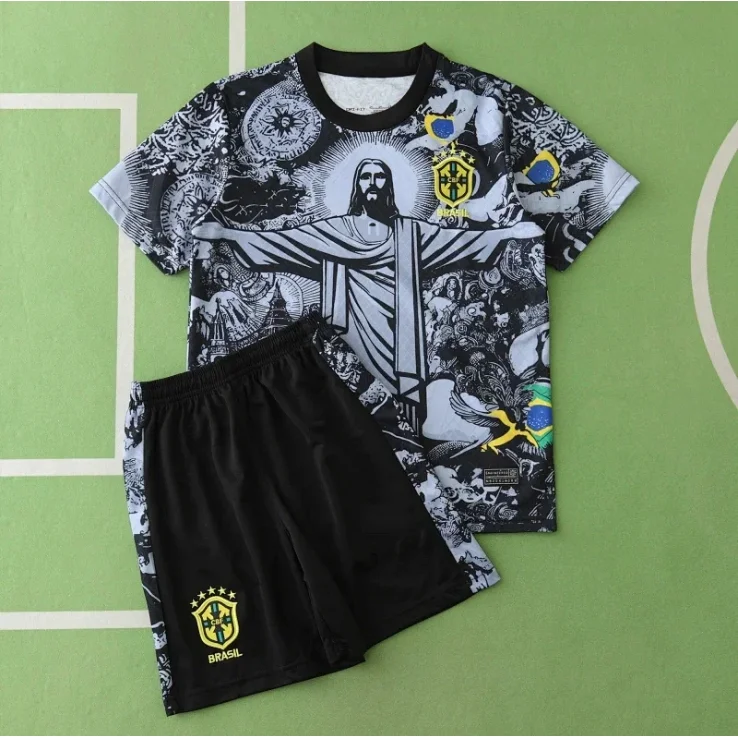 Other Customizable Name & Number Brazil Jersey Set Black - 1