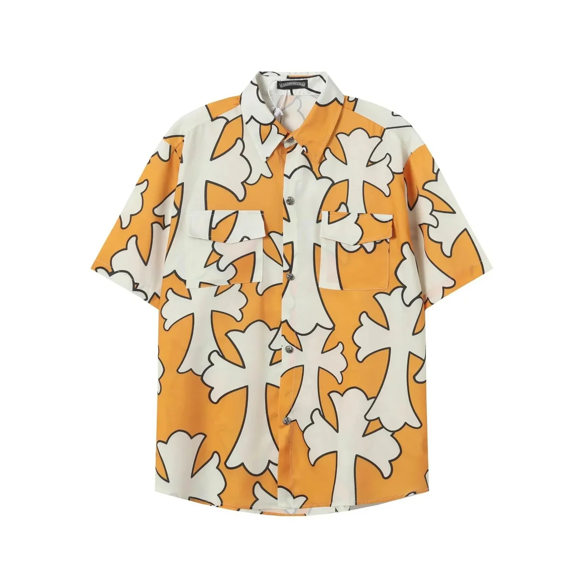 Chrome Hearts Chrome Hearts CH Cross Orange & White Short Sleeve Shirt Orange - 1