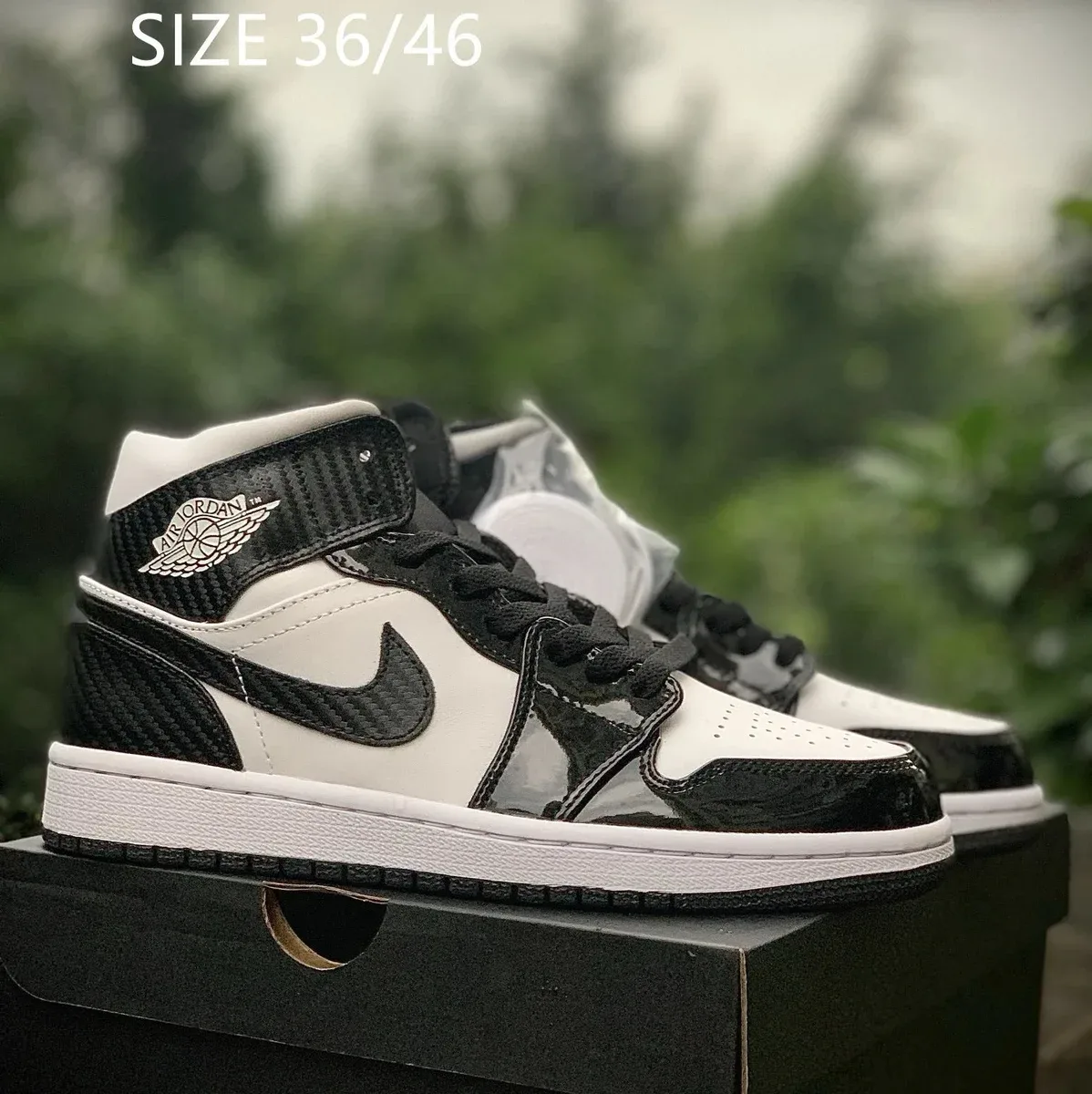 Nike Nike Air Jordan 1 Mid Patent Black & White Sneakers Black - 1