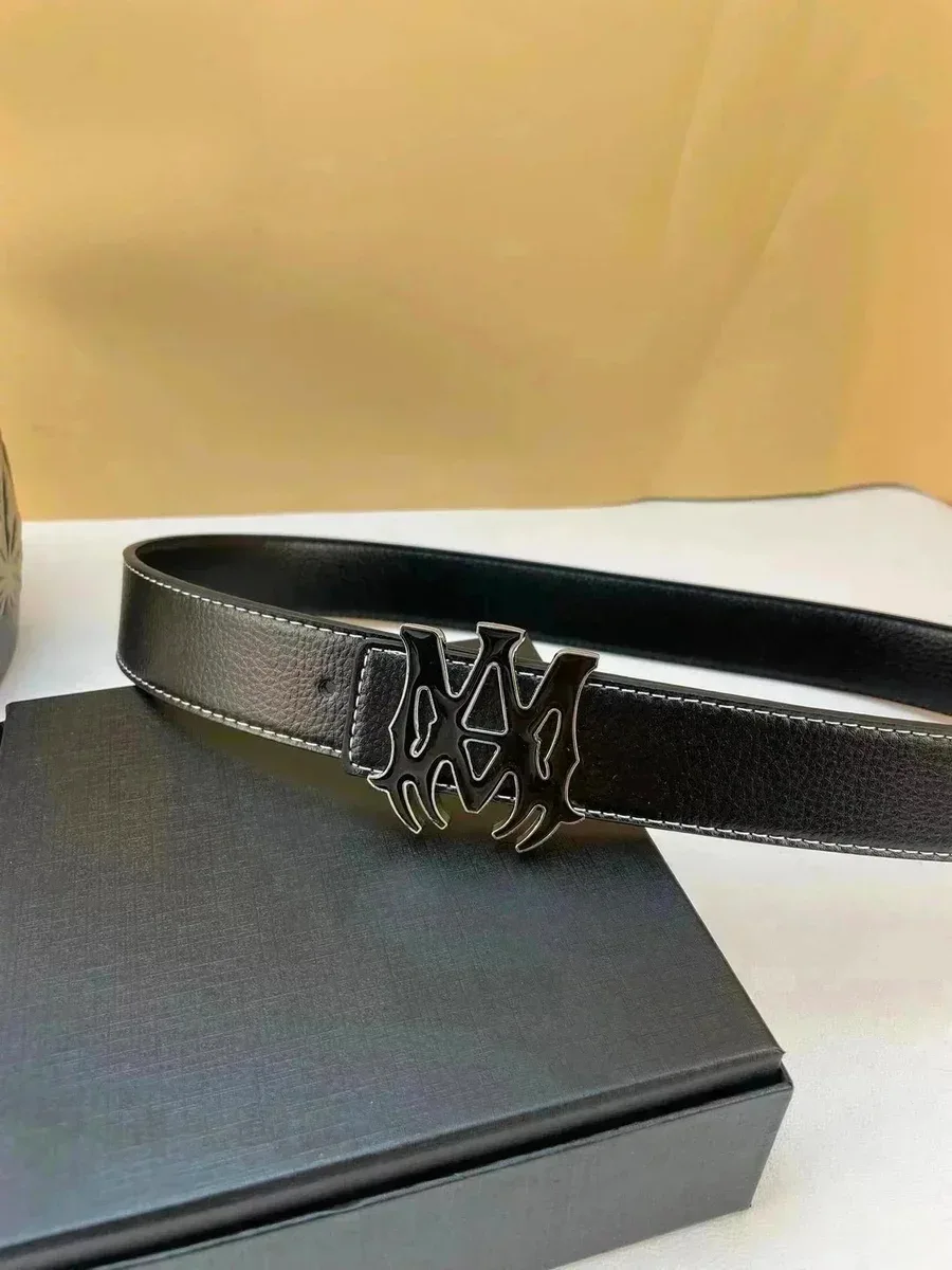 Alexander McQueen Alexander McQueen 'M' Buckle Leather Belt Black Black - 1