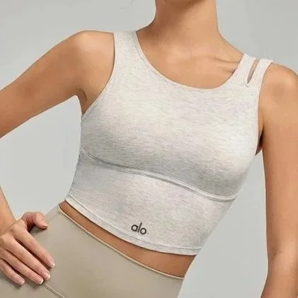Alo Yoga Alo White麻灰 Sports Bra Grey - 1