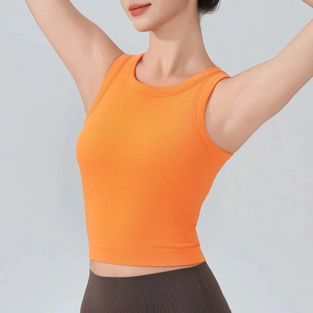 Other Sweet Orange Ribbed Tank Top Women's Tops Orange - 1