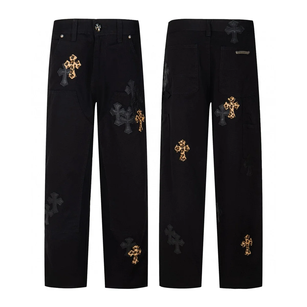 Chrome Hearts Chrome Hearts Cemetery Cross Trousers Black/Leopard Cross Black