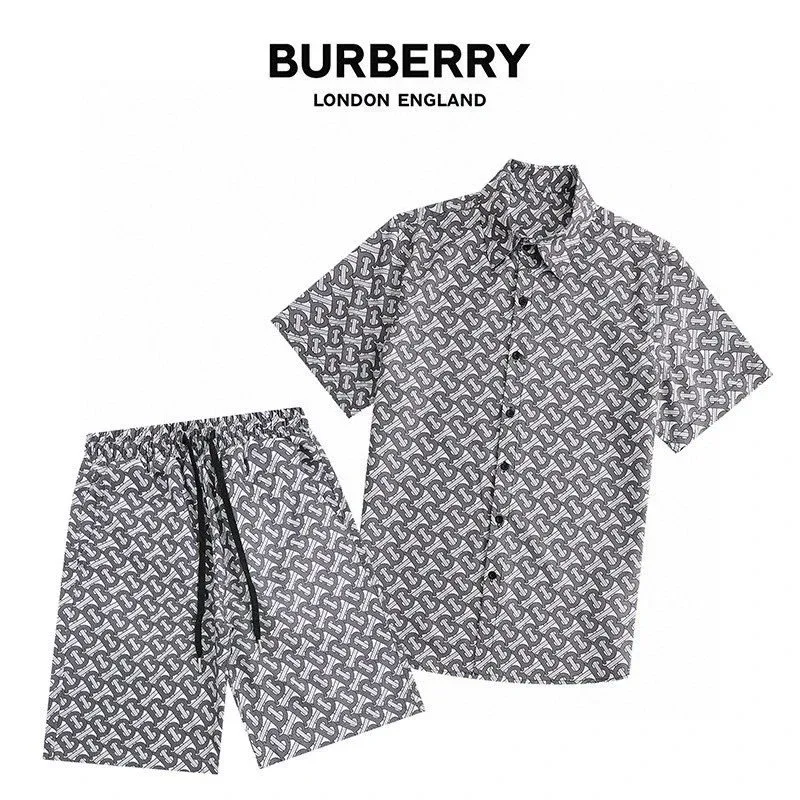 Burberry Burberry Monogram Print Shorts & Shirt Set Grey - 1