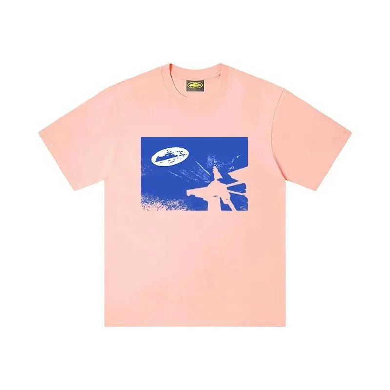 Other Unisex Peach Blue Print T-Shirt Blue - 1
