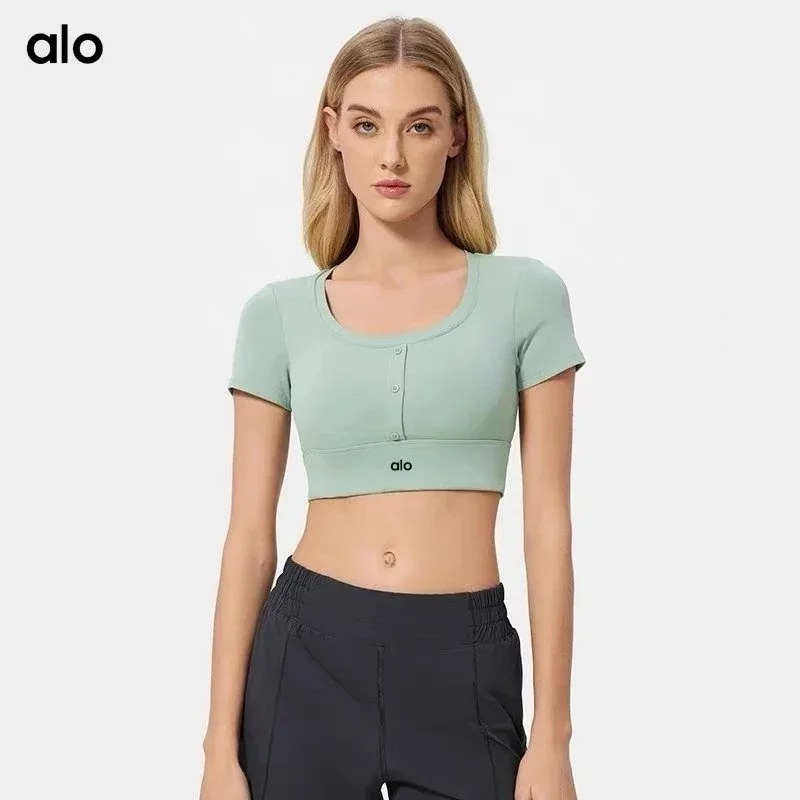 Alo Yoga Alo Henley Crop Top Mint Green Athletic Wear Green - 1