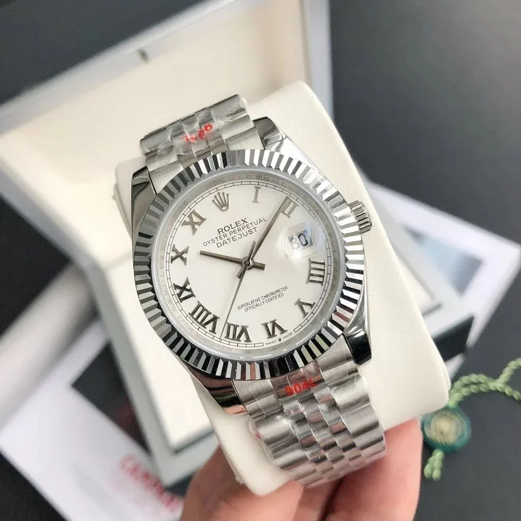 Rolex Rolex Oyster Perpetual Datejust Silver Case White Dial Watch Silver - 1