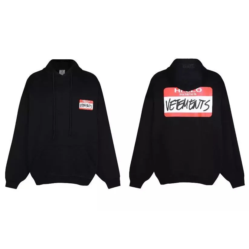 Vetements Vetements Hello My Name Is Black Hoodie Black - 1