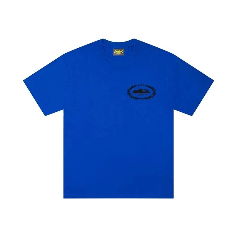 Other Blue Solid T-Shirt with Wreath Logo Blue - 1