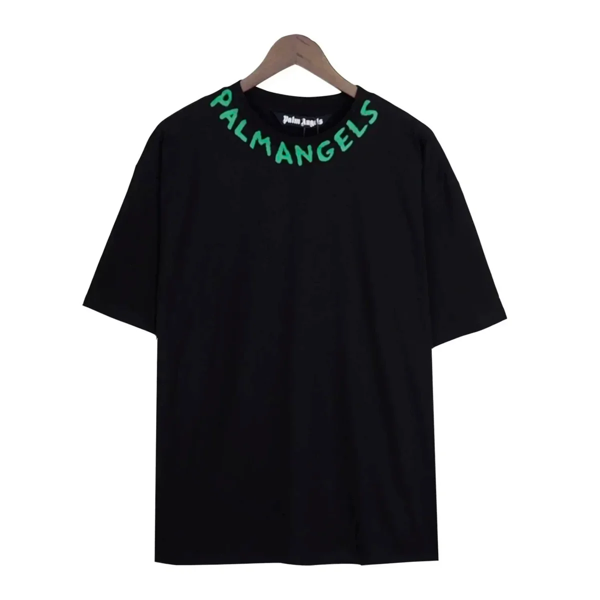 Palm Angels Palm Angels Black Green 'PALMANGELS' T-Shirt Black - 1