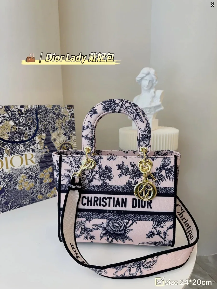 Dior Dior Lady Dior Floral Pink Tote Bag Pink - 1