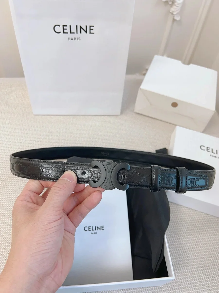Celine Celine Classic Logo Black Belt Black - 1