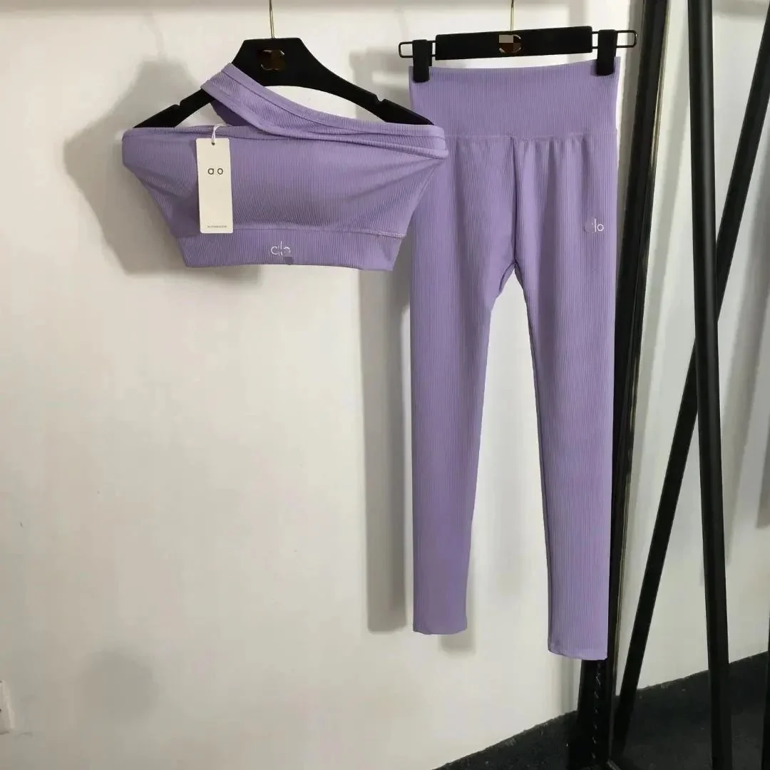 Other Lilac Ribbed Set - Crop Top & Leggings Purple - 1