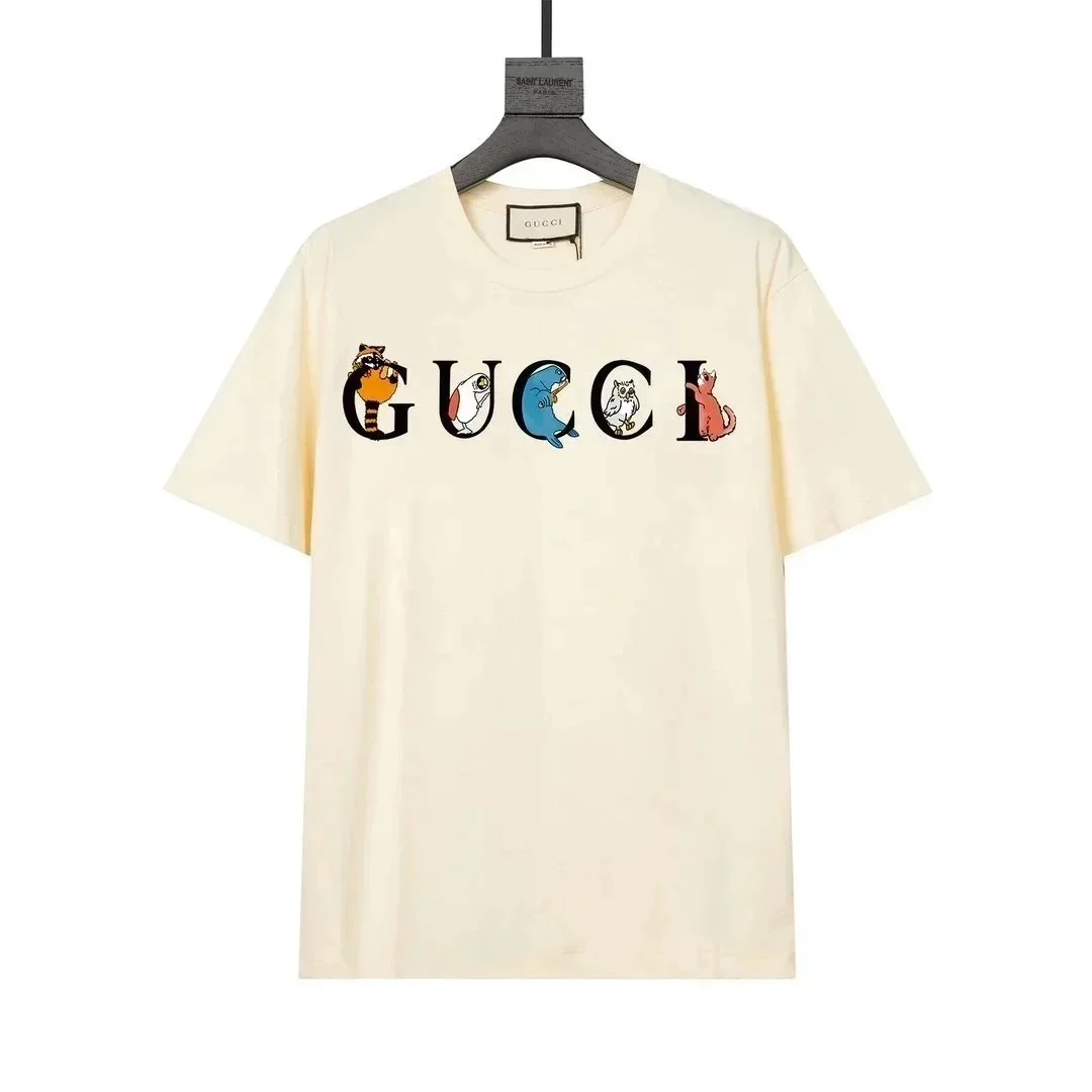 Gucci Gucci Beige Animal Print Logo T-Shirt Beige