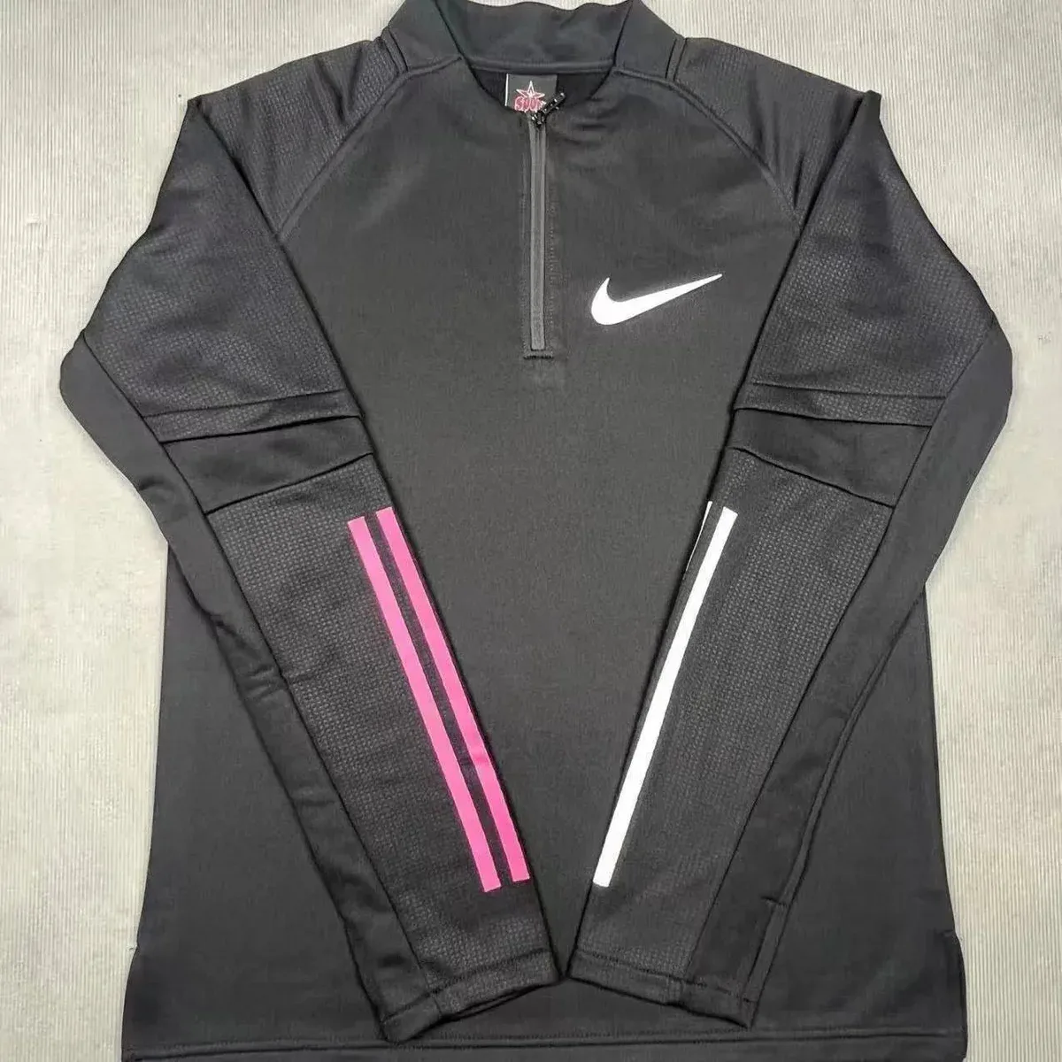 Nike Nike Air Tech Fleece Half-Zip Black with Pink Stripes Top Black - 1