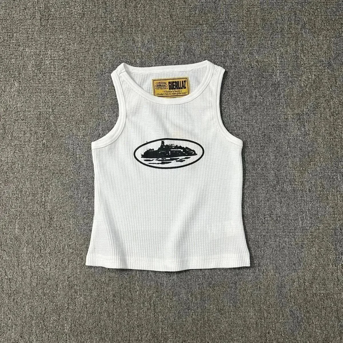 Other White Guerillaz Tank Top with Oval Print White - 1