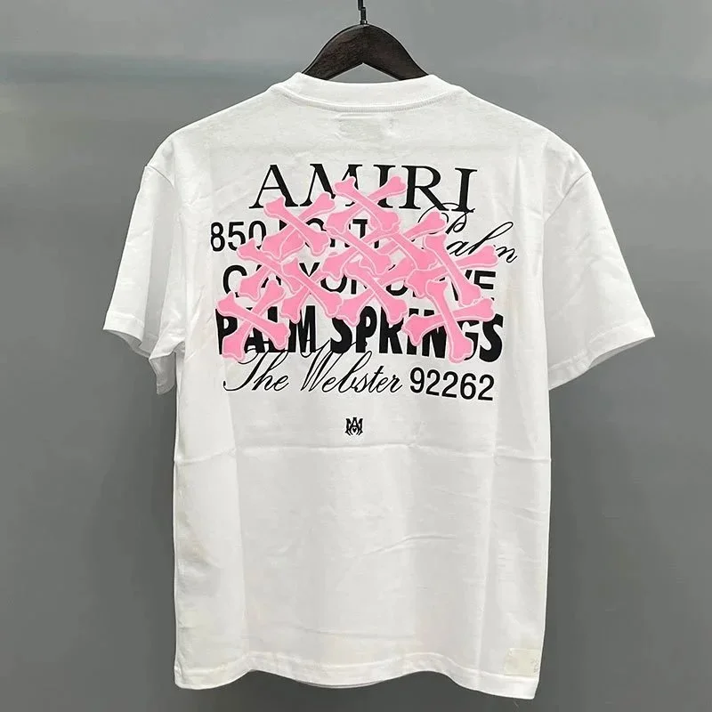 Amiri Amiri White Pink Bone Print T-Shirt White - 1