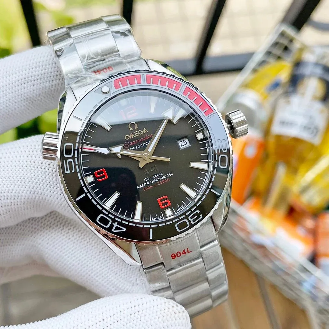 Omega Omega Seamaster Planet Ocean Silver Case Black Dial Steel Strap Silver - 1