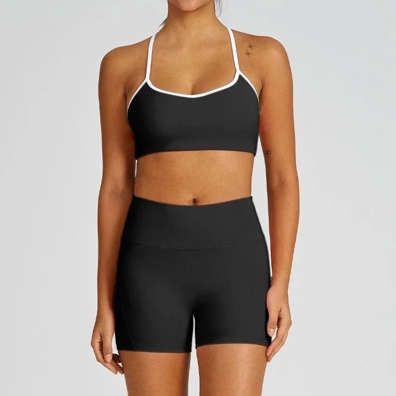 Other Dark Night Black Sports Bra & Shorts Set Black - 1