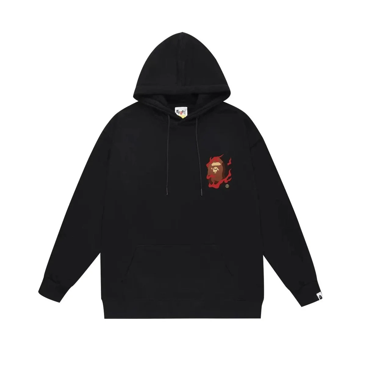 A Bathing Ape BAPE STA Flame Logo Black Hoodie Black - 1