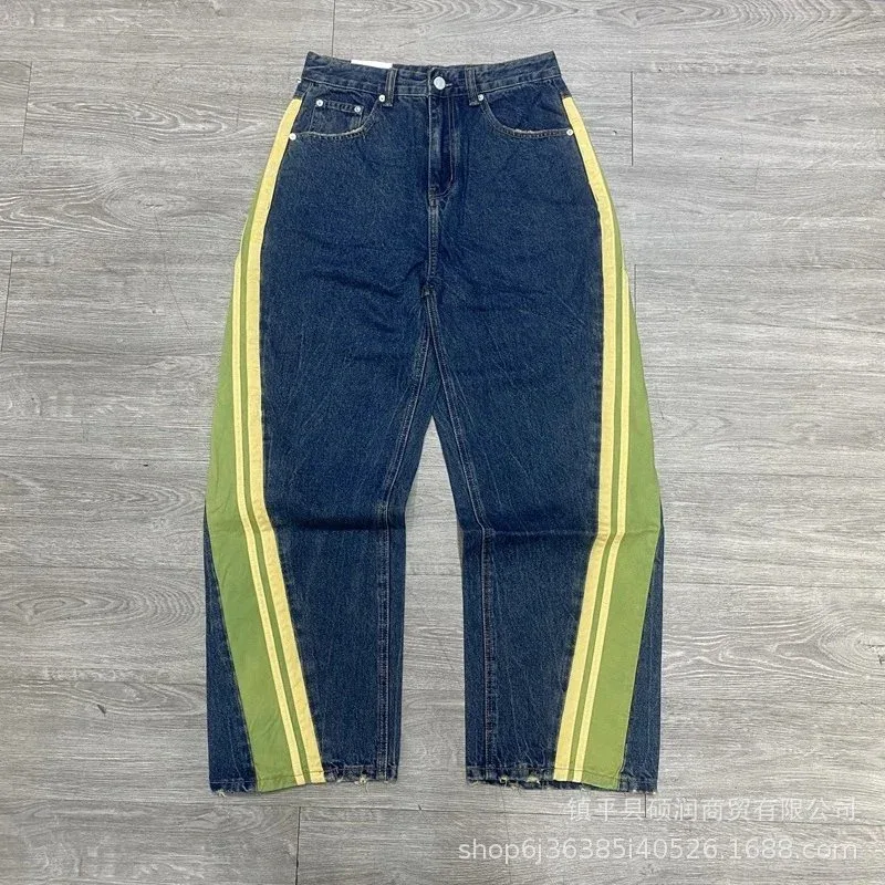 Other Blue Green Yellow Stripe Trousers Blue - 1