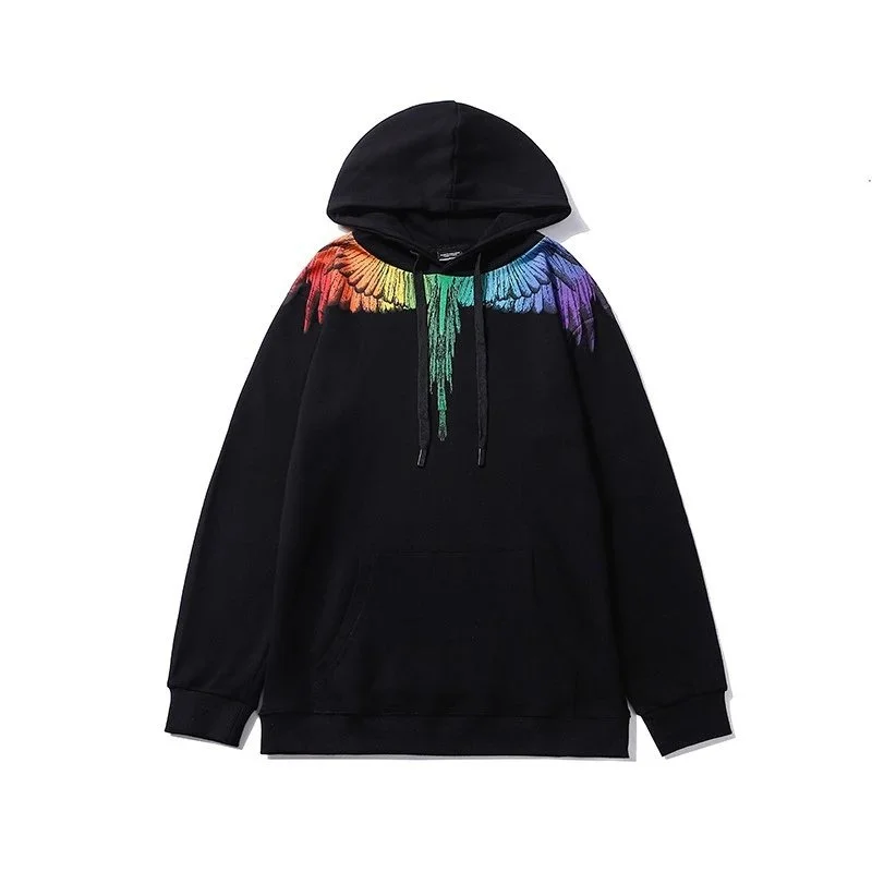 Marcelo Burlon Marcelo Burlon Wings Rainbow Gradient Hoodie Black - 1