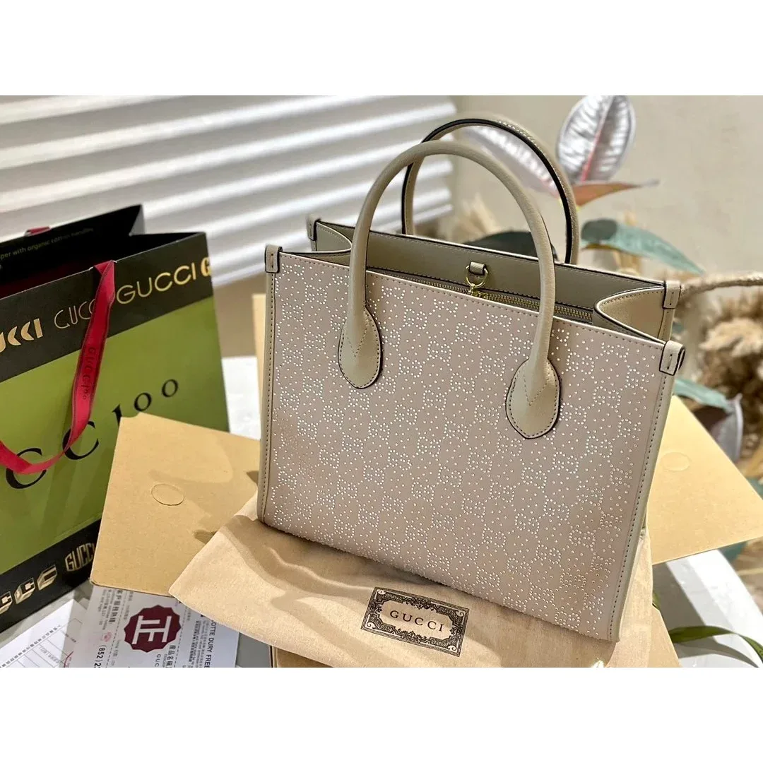 Gucci Gucci GG Marmont Beige Dot Tote Bag Beige - 1