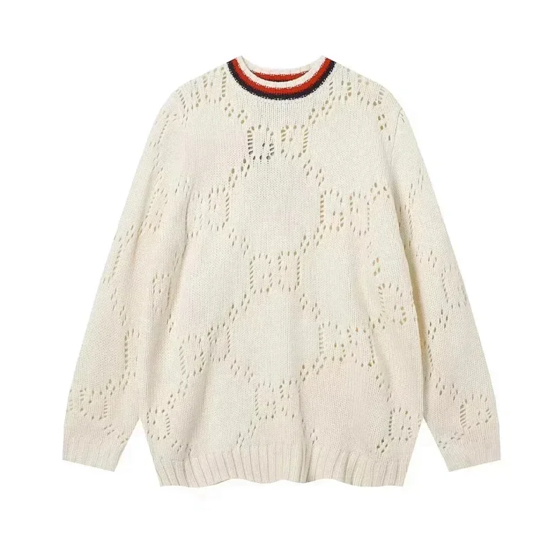 Gucci Gucci GG Supreme Cream/Red-Blue Trim Knit Sweater Cream
