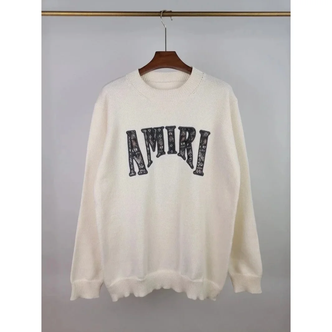 Amiri Amiri AMIRI Embroidered Logo White Knit Sweater White - 1