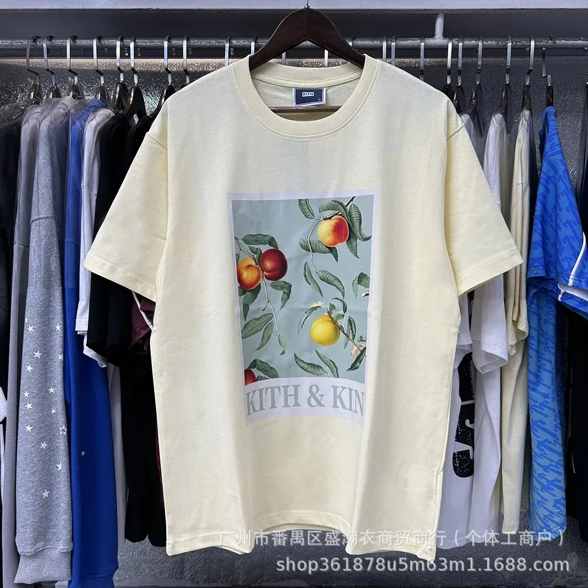 Kith Kith Apricot Fruit Print T-Shirt Beige - 1
