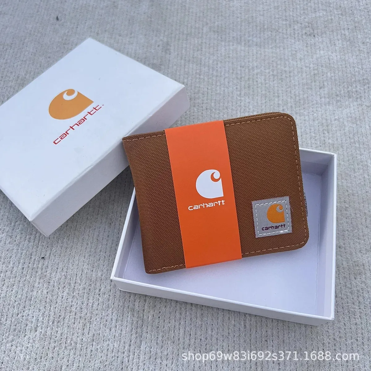 Carhartt Carhartt Canvas Card Wallet Tan with Orange Strap Brown - 1