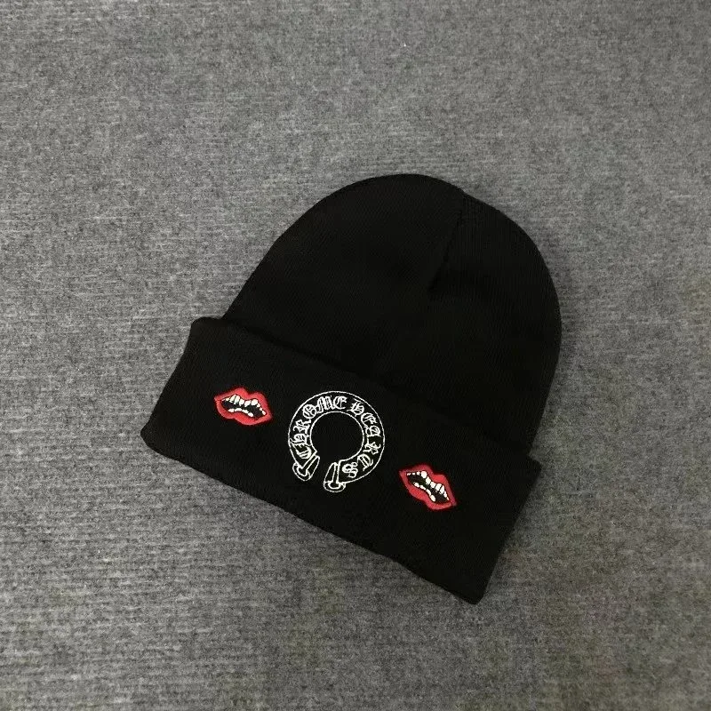 Chrome Hearts Chrome Hearts Black Double Lips Beanie Black