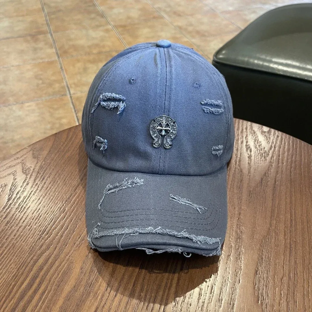 Chrome Hearts Chrome Hearts Distressed Cross Cap Grey 4 Headwear Grey - 1