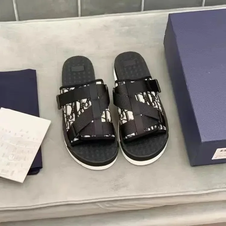 Dior Dior Dior Oblique Black/White Slide Sandals Black