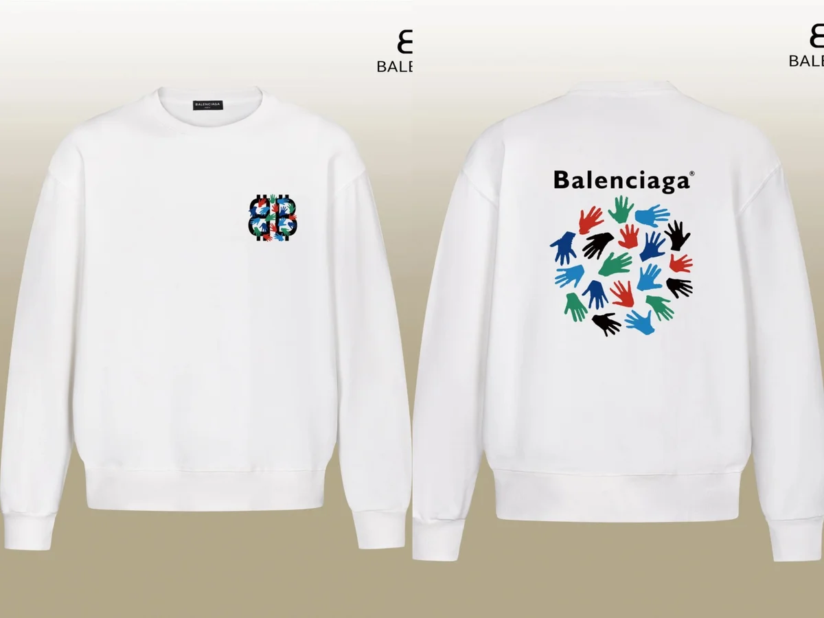 Balenciaga Balenciaga White Hands Print Crewneck Sweatshirt White - 1